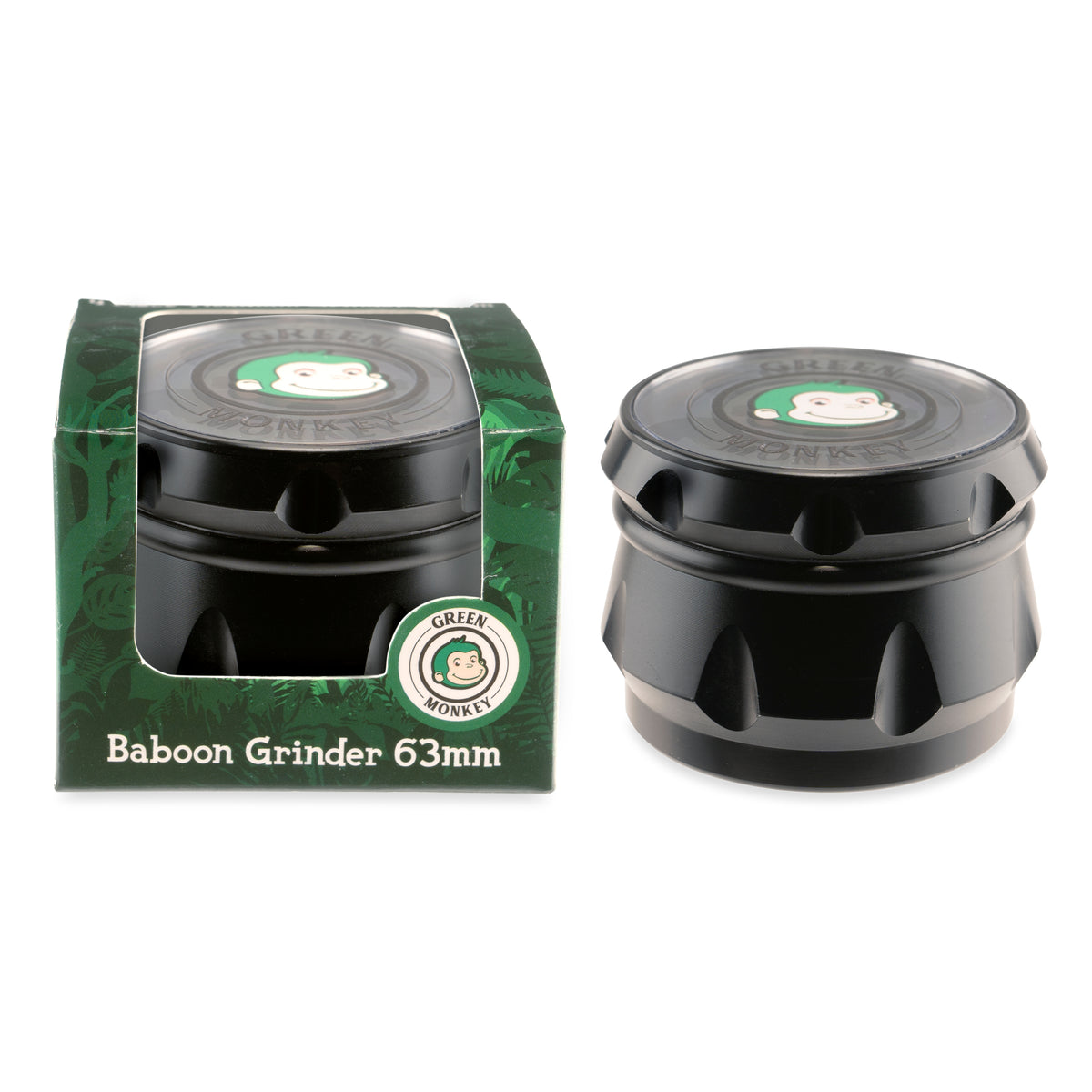 Green Monkey Baboon Crown Grinder - 63mm - Black