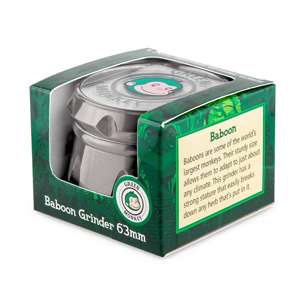 Green Monkey Baboon Crown Grinder - Silver - 63MM