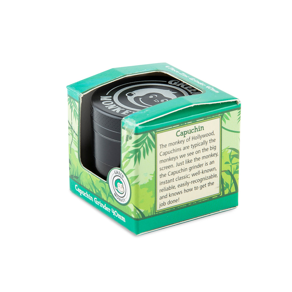 Green Monkey Capuchin Grinder - Black - 40MM