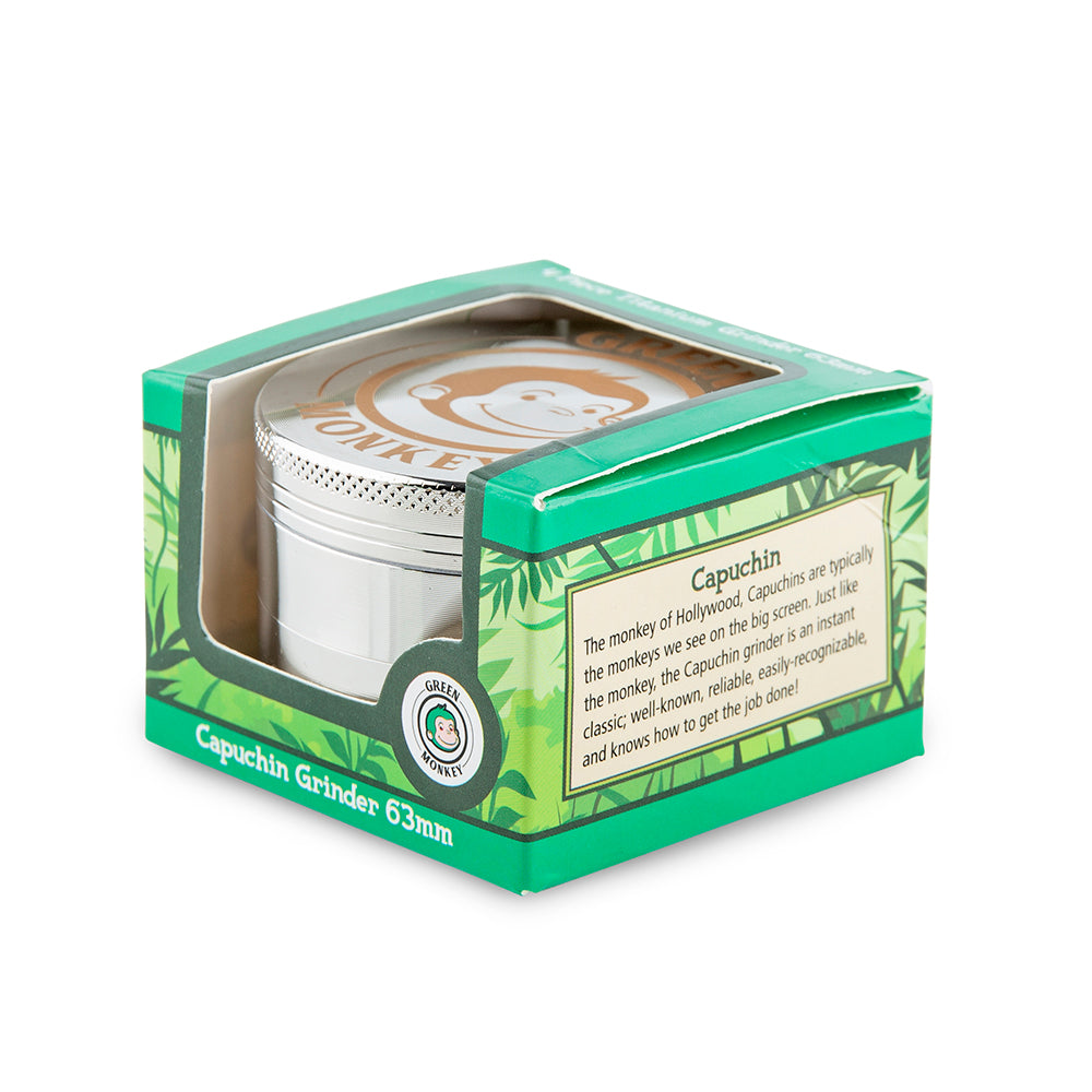 Green Monkey Capuchin Grinder - Silver - 63MM