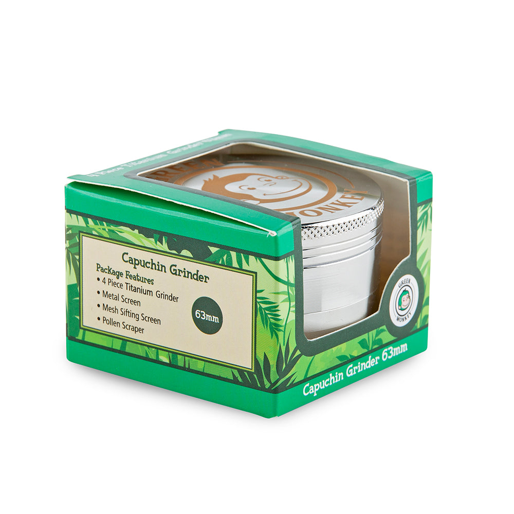 Green Monkey Capuchin Grinder - Silver - 63MM