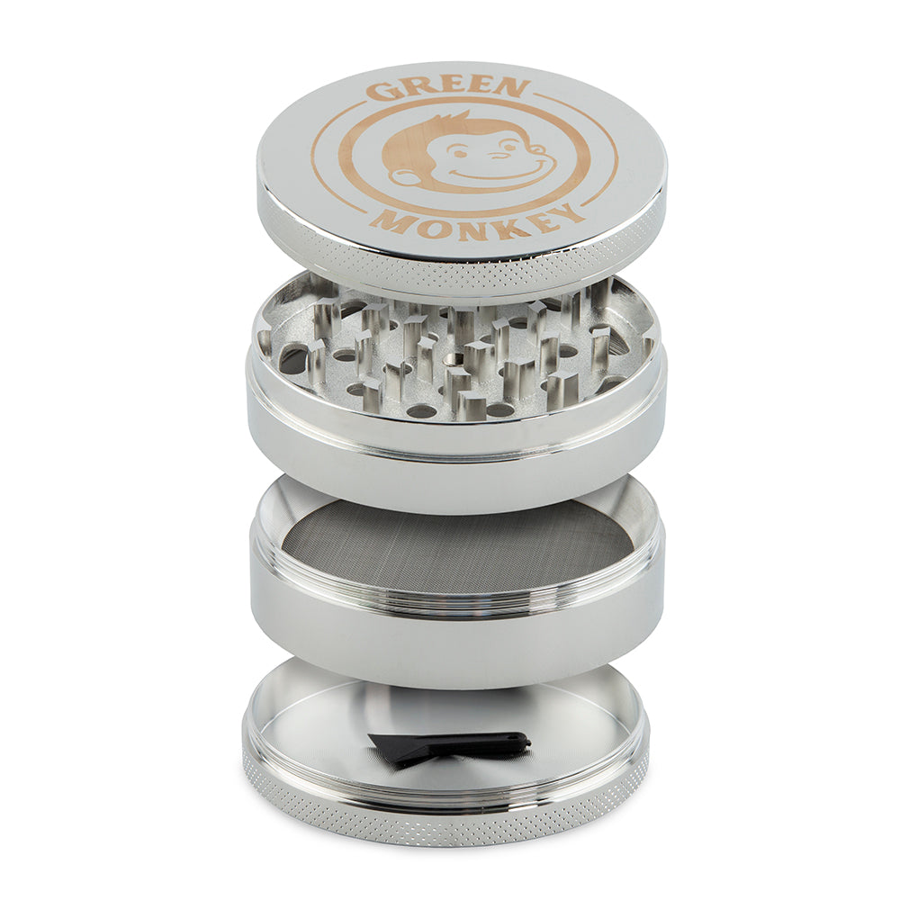 Green Monkey Capuchin Grinder - Silver - 75MM - Green Monkey