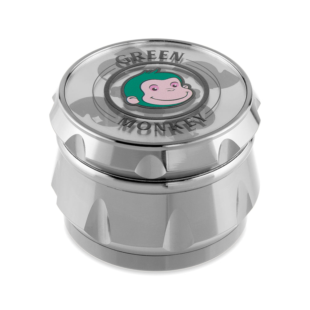 Green Monkey Baboon Clear Top Grinders - Silver - 63MM